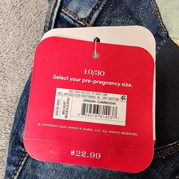 Womens MIDI Maternity Blue Jean Shorts 4” inseam Isabel Maternity Side Panel 10 - Picture 9 of 16